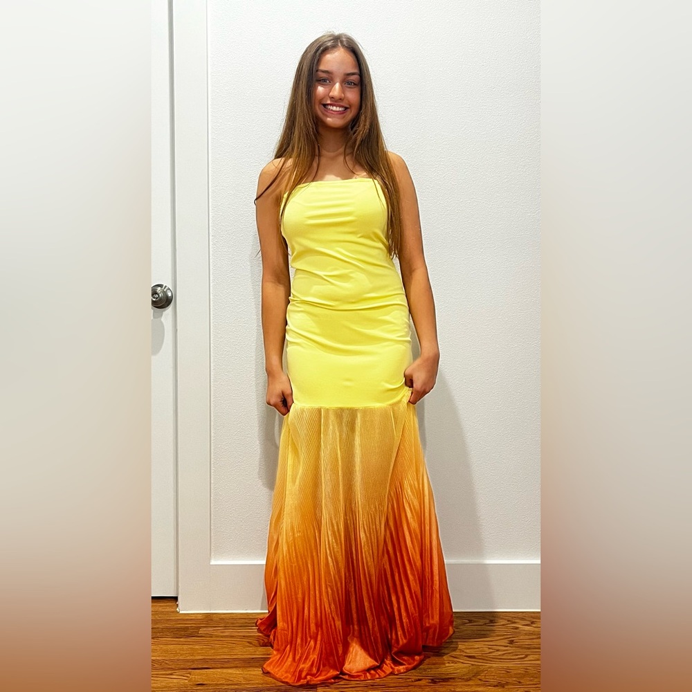 Yellow and Orange Strapless Dress